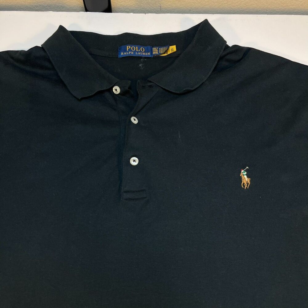 Polo Ralph Lauren Shirt Sz Mens 3XLT Black with Multi Color Pony Big & Tall